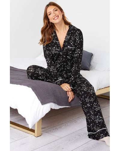 Long Tall Sally Star Print Pyjama Set - Black