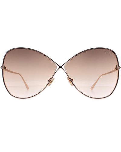 Tom Ford Butterfly Shiny Rose Gold Brown Gradient Ft0842 Nickie