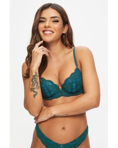 Ann Summers Sexy Lace Planet Padded Plunge Bra - Blue
