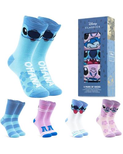 Disney Stitch Pack Of 5 Socks - Blue