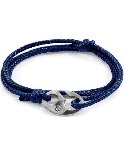 Anchor and Crew Windsor Silver And Rope Bracelet - Blue