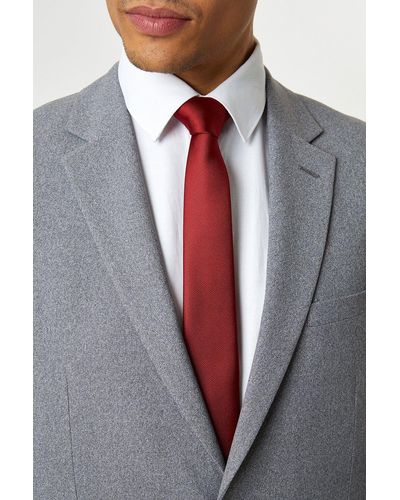 Burton Slim Dark Red Tie - Grey