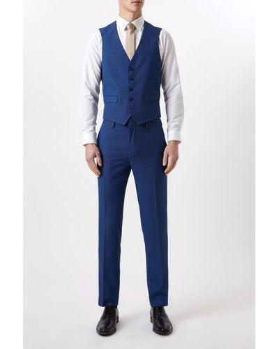 Burton Plus And Tall Slim Fit Blue Birdseye Waitcoat