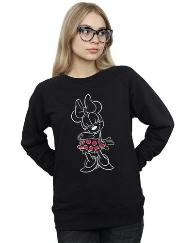 Disney Minnie Mouse Outline Polka Dot Sweatshirt - Black