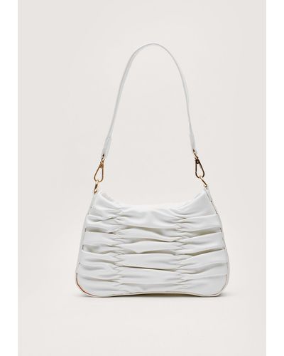 Nasty Gal Faux Leather Ruched Zip Shoulder Bag - White