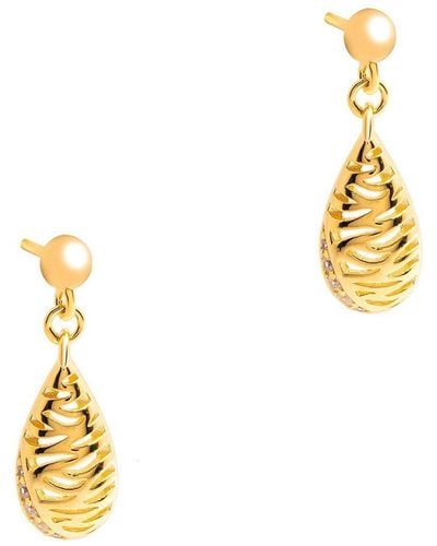 Pure Luxuries Gift Packaged 'carrington' 18ct Yellow Gold Plated 925 Silver & Cubic Zirconia Drop Earrings - Metallic