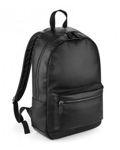 Bagbase Faux Leather Fashion Backpack - Black