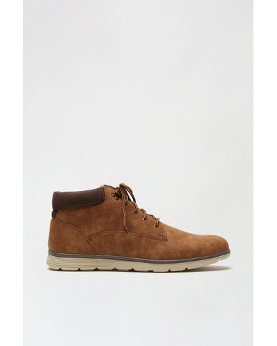 Burton Tan Leather Look Chukka Boots - Brown