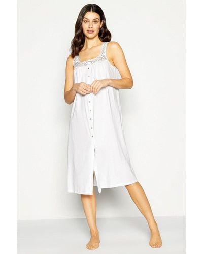 DEBENHAMS Cotton Lace Nightdress - White