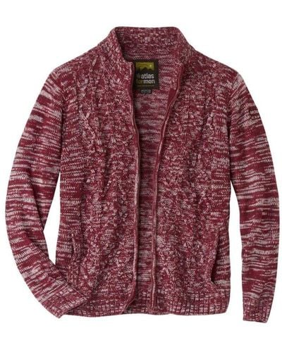 Atlas For Men Cable Knit Jacket - Red