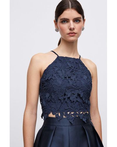 Coast Guipure Lace Strappy Cami Bridesmaids Top - Blue