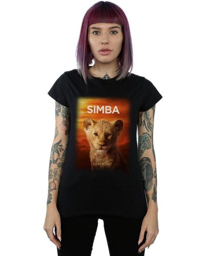 Disney The Lion King Movie Simba Poster Cotton T-shirt - Black