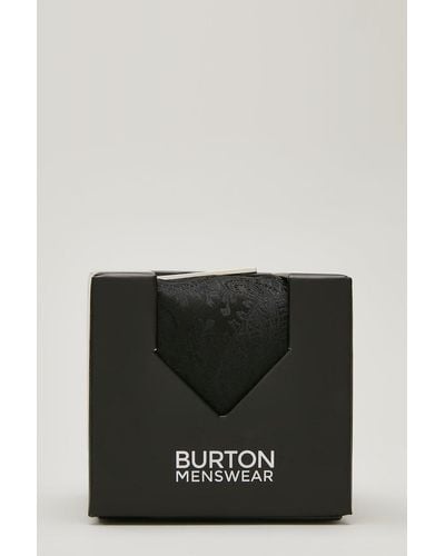 Burton Black Paisley Tie Set And Tie Bar Gift Box