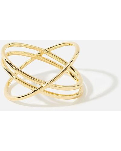 Accessorize Gold-plated Double Kiss Ring - White