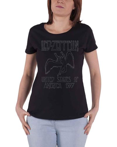 Led Zeppelin Usa 1977 Skinny Fit T Shirt - Black