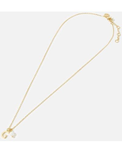 Accessorize Gold-plated Initial Mini Pearl Pendant Necklace-j - Metallic
