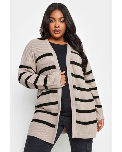 Yours Striped Cardigan - Natural