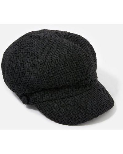Accessorize Textured Baker Boy Hat - Black