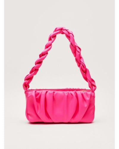 Nasty Gal Faux Leather Ruched Braided Shoulder Bag - Pink