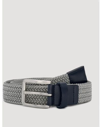 Larsson & Co Grey And White Braided Belt - Blue