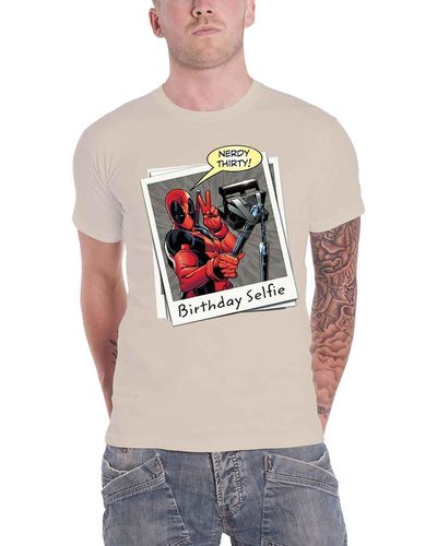 Marvel Deadpool Birthday Selfie T Shirt - Grey