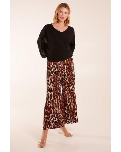 Blue Vanilla Abstract Cheetah Pleated Trousers - Brown