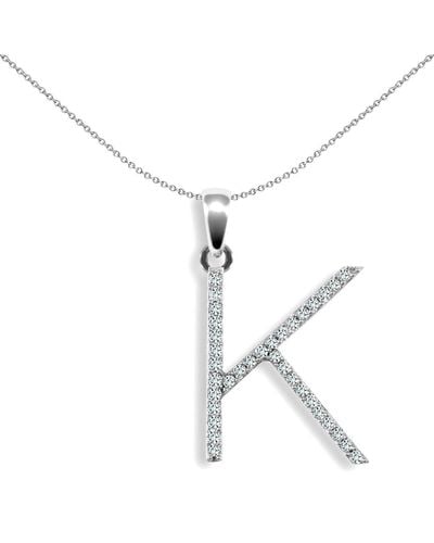 Jewelco London 9ct White Gold Diamond Block Initial Id Charm Pendant Letter K - 9p105-k