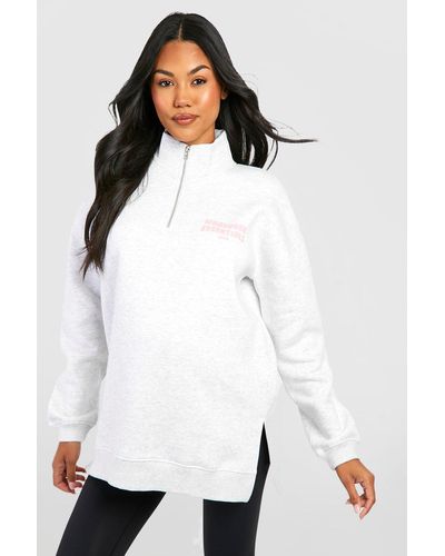 Boohoo Maternity Wardrobe Essentials Half Zip Sweatshirt - White