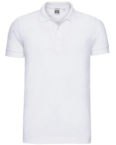 Russell Plain Stretch Polo Shirt - White