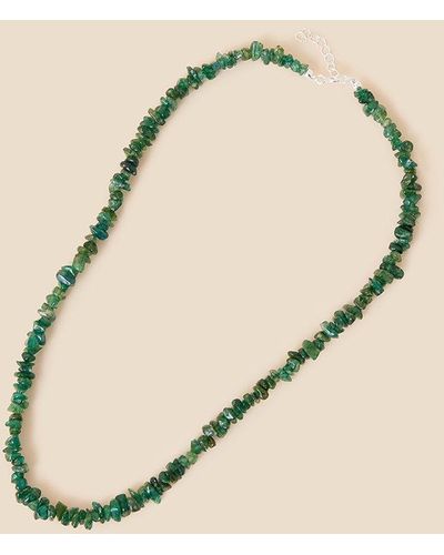 Accessorize Sterling Silver Aventurine Collar Beaded Necklace - Natural