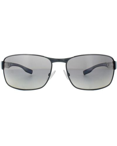 BOSS Rectangle Dark Ruthenium Grey Gradient Polarized Sunglasses
