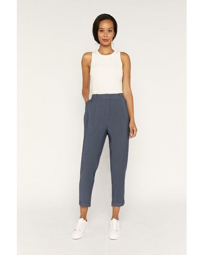 Oasis Turn Up Peg Leg Trousers - Blue