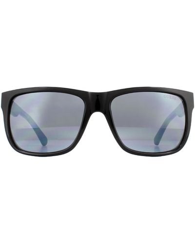 Guess Square Black Blue Smoke Mirror Sunglasses - Grey
