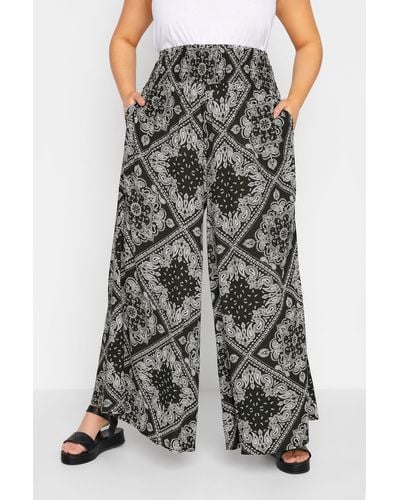 Yours Printed Wide Leg Trousers - Brown