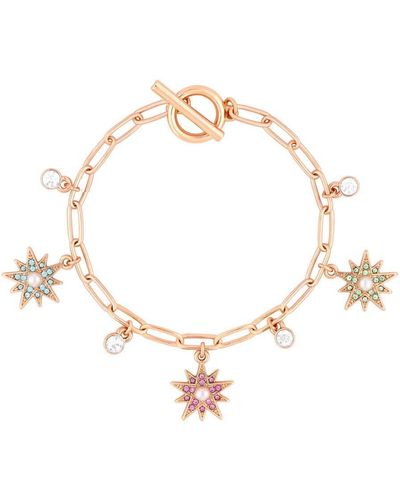 Mood Rose Gold Crystal And Pearl Pastel Celestial Charm Bracelet - Metallic