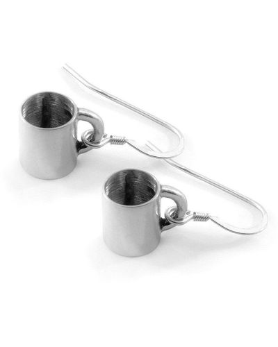 Anchor and Crew Gustatory Coffee Mug Silver Earrings - Metallic