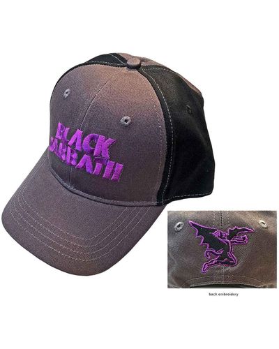 Black Sabbath Classic Wavy Band Logo Strapback Baseball Cap - Purple