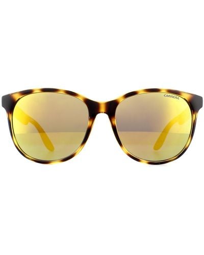 Carrera Rectangle Havana Into Orange Multilayer Gold Mirror Sunglasses - Brown