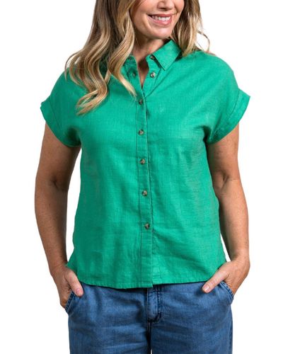 LILY & ME Button Front Sky Shirt Collar - Green