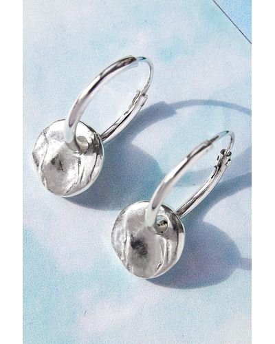 Otis Jaxon London Sterling Silver Organic Hoop Earrings - Blue