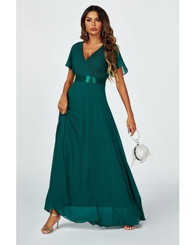 FS Collection Angel Sleeves Empire Waist Bridesmaid Dress In Green