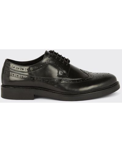 Burton Black Leather Smart Derby Brogue Shoes