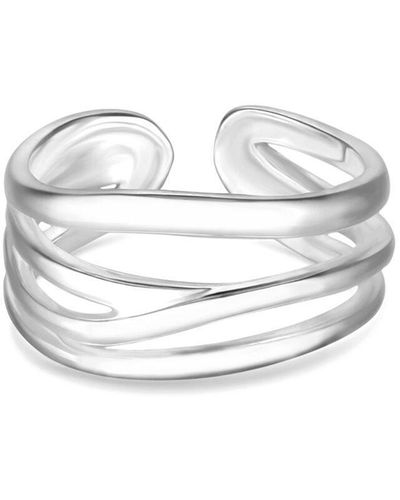 Simply Silver Sterling Silver 925 Contemporary Multi Row Ring - Metallic
