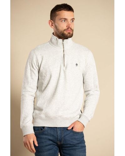 French Connection Cotton Blend 1/2 Zip Jumper - Natural