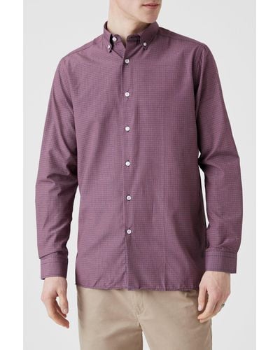 MAINE Long Sleeve Pin Check Shirt - Purple