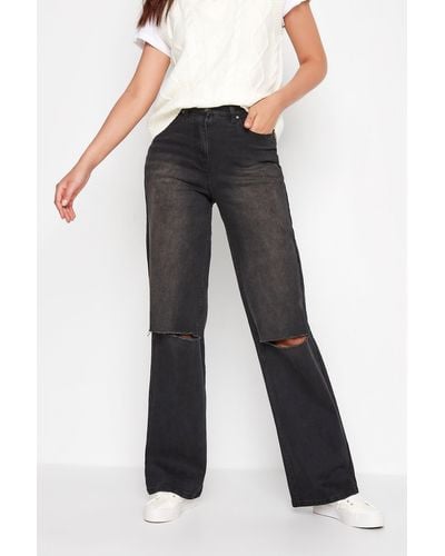 Long Tall Sally Tall Wide Leg Distressed Jeans - Black