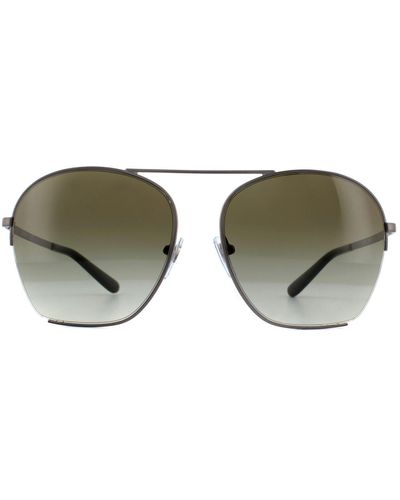 DKNY Aviator Matte Gunmetal Green Gradient Sunglasses - Brown