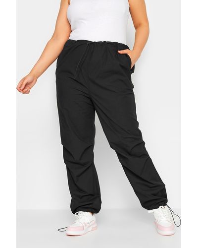 Yours Cuffed Parachute Trousers - Black