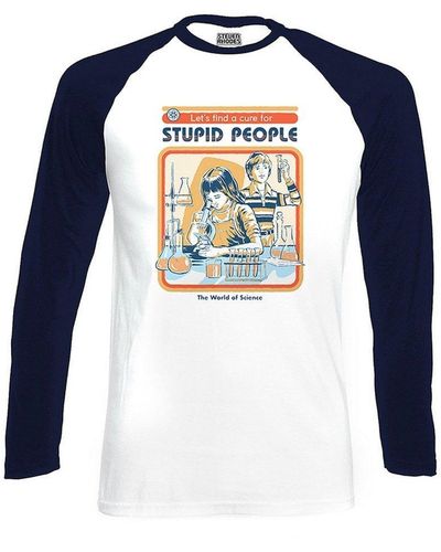 Steven Rhodes Lets Find A Cure For Stupid People Baseball T-shirt - Blue