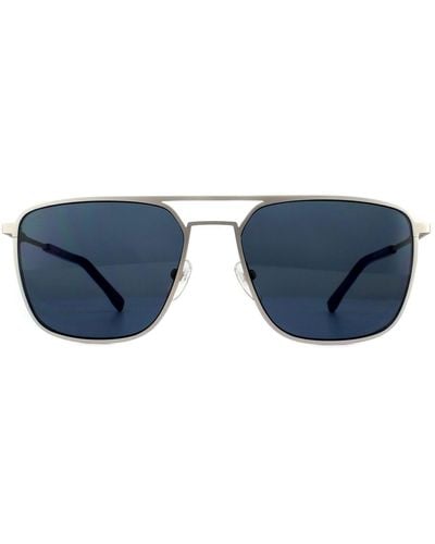 Lacoste Aviator Matt Silver Blue Sunglasses